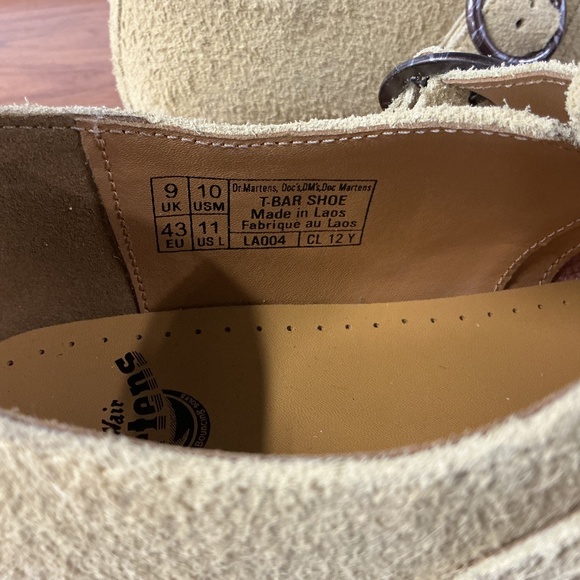 Dr. Martens Men T-Bar Yellow Tan Nappy Hairy Suede Leather Buckle Shoe Size 10 - Picture 12 of 12
